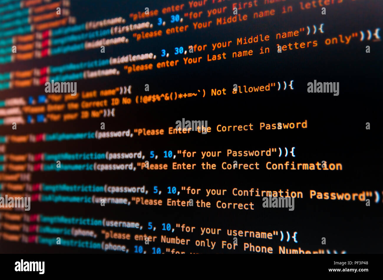 Desktop source code and Wallpaper by Computer language with coding and  programming. Stock Photo