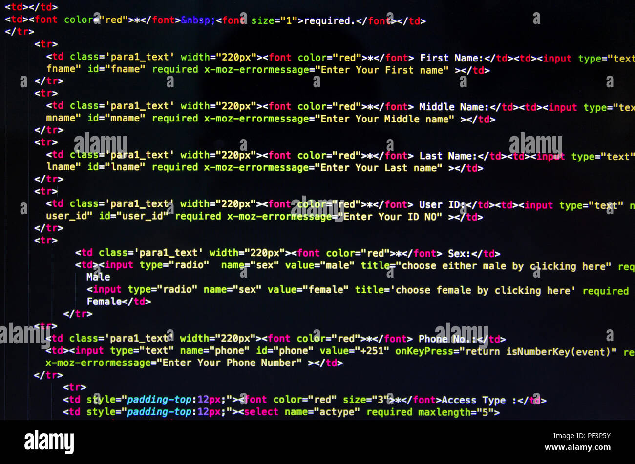 Desktop source code and Wallpaper by Computer language with coding and  programming. Stock Photo