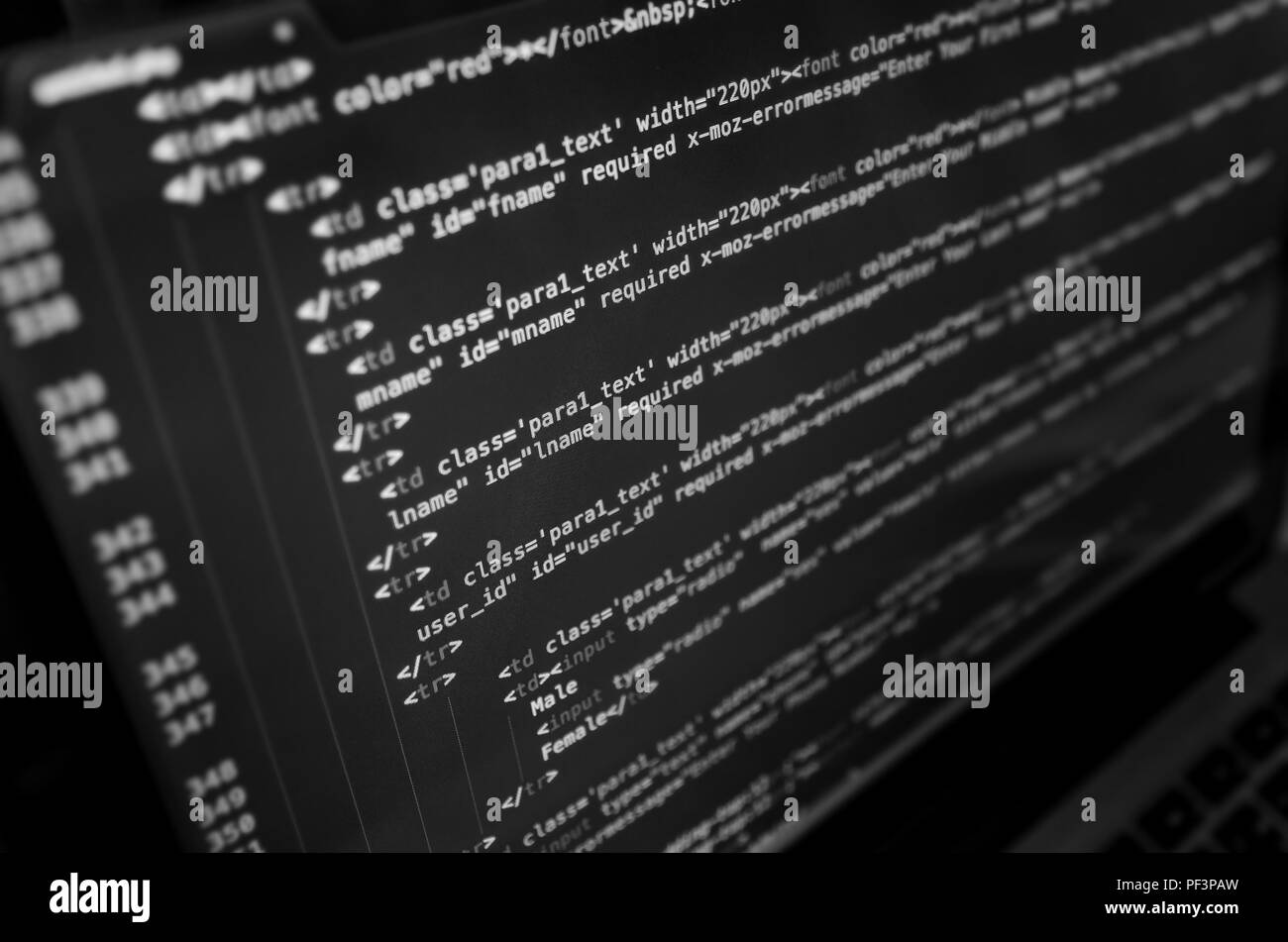 Desktop source code and Wallpaper by Computer language with coding and  programming. Stock Photo