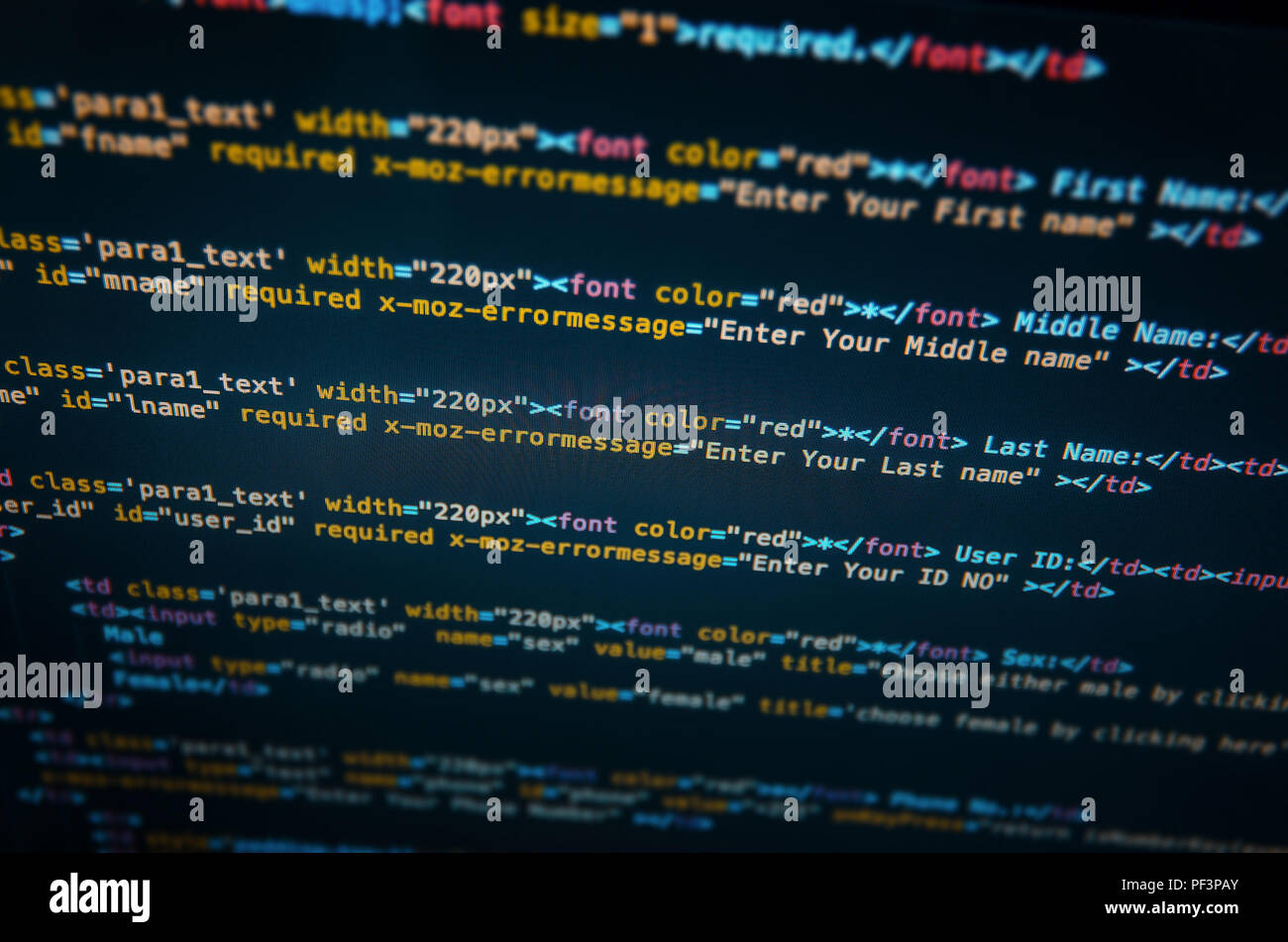 Desktop source code and Wallpaper by Computer language with coding and  programming. Stock Photo