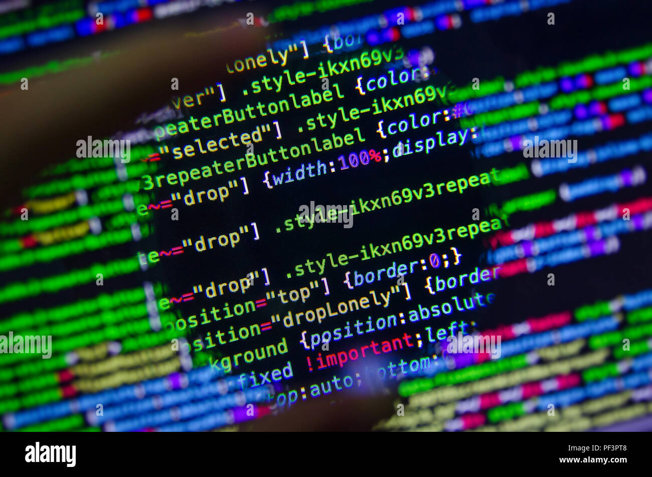 Desktop source code and Wallpaper by Computer language with coding and  programming. Stock Photo