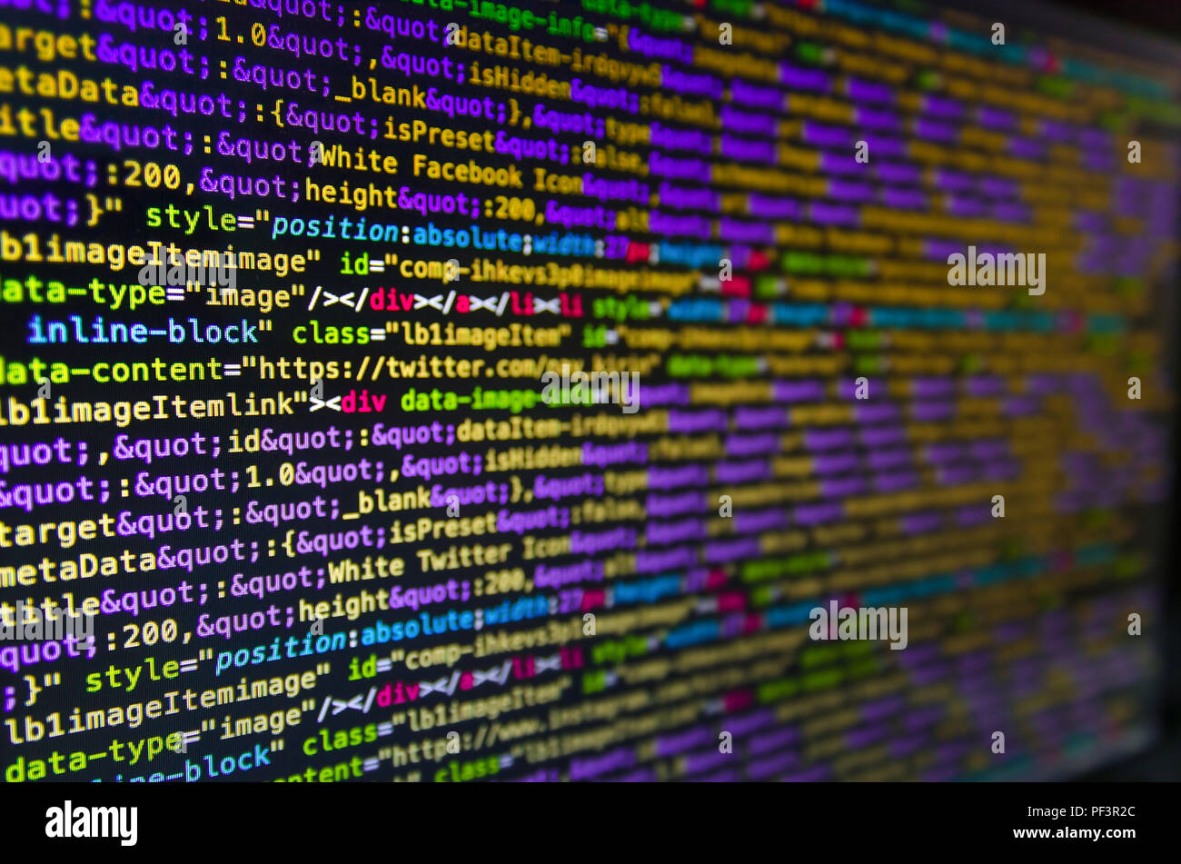 Desktop source code and Wallpaper by Computer language with coding and  programming. Stock Photo