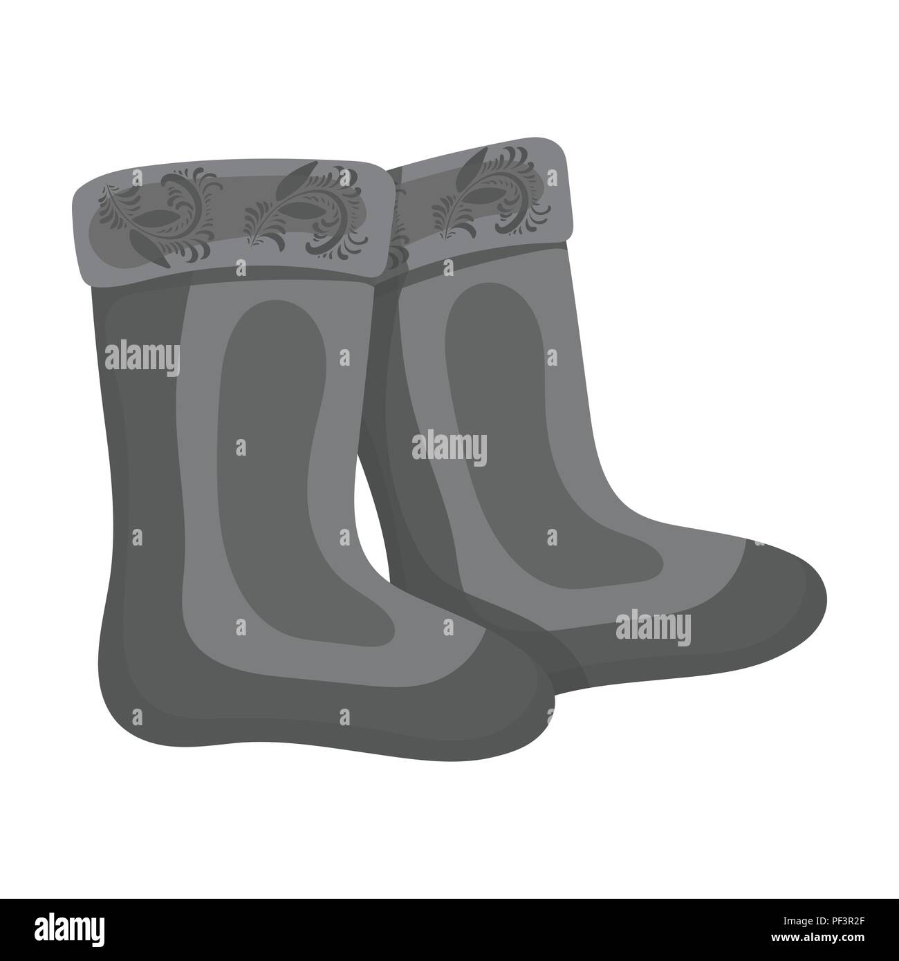 Winter felt boots icon in monochrome design isolated on white ...