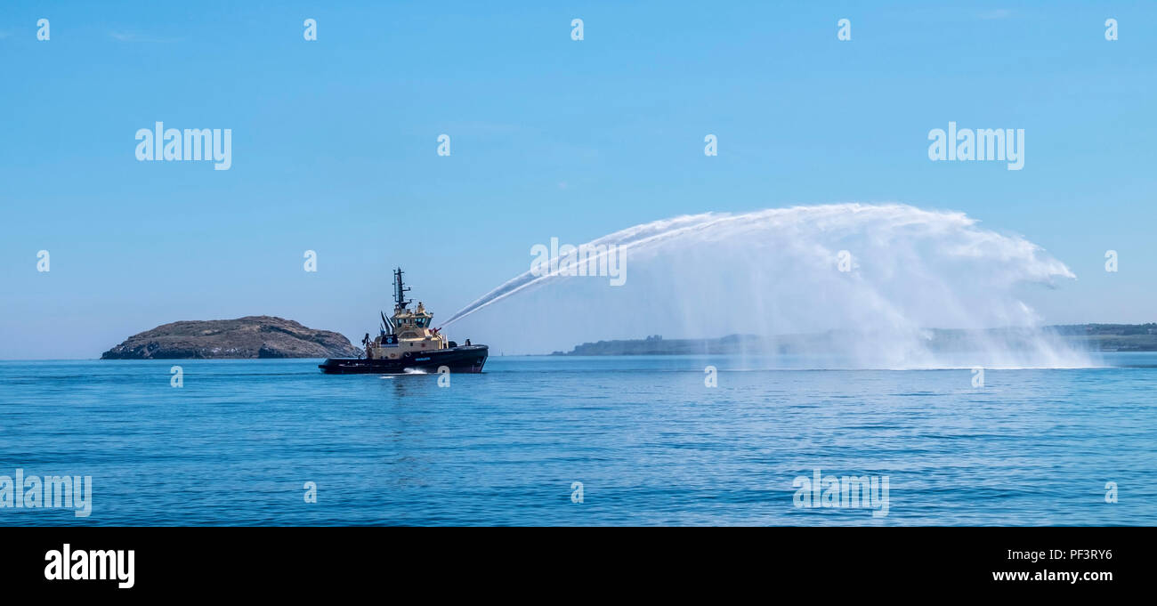 Tug Boat on River Forth Stock Photo