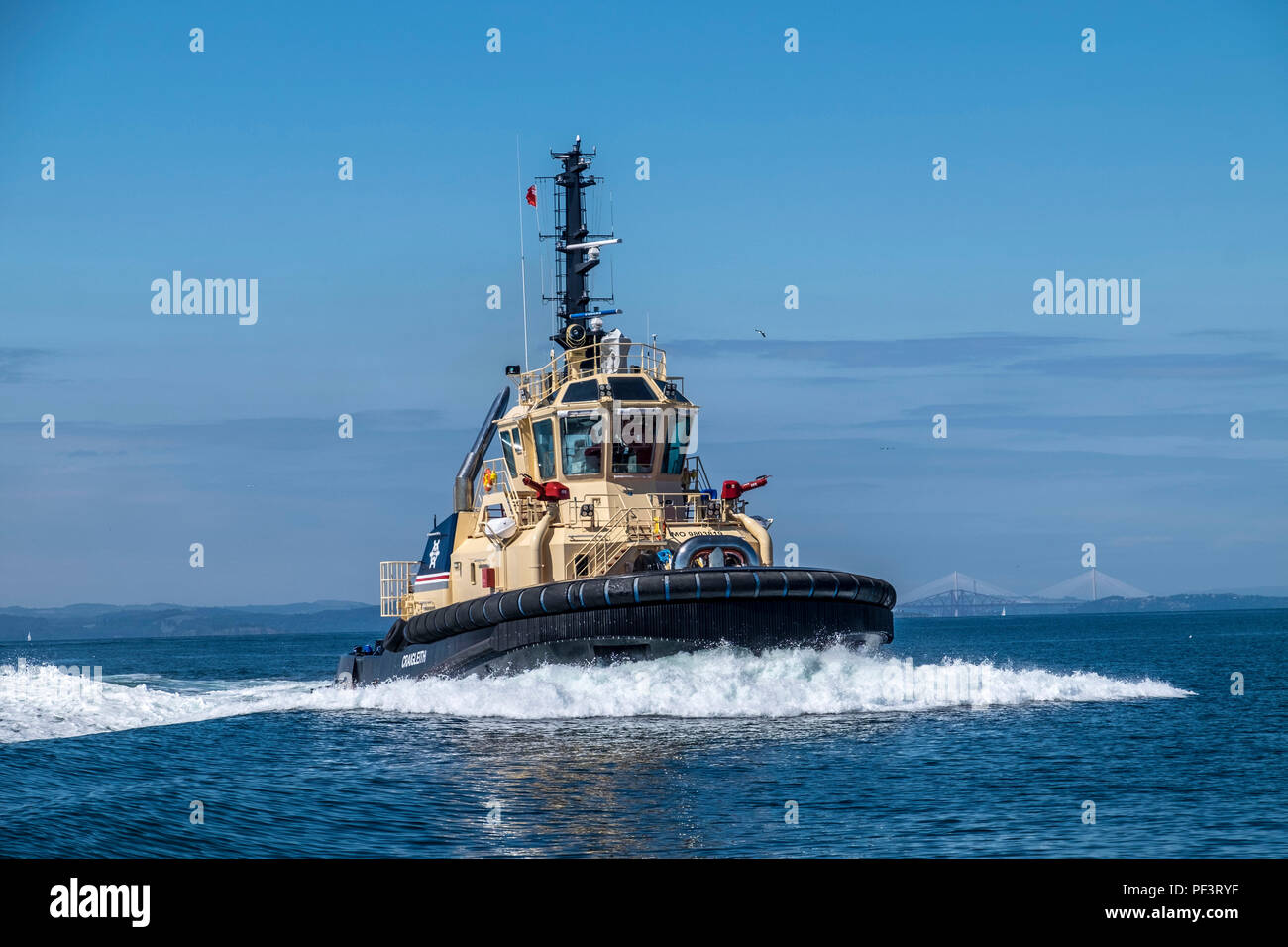 Tug Boat on River Forth Stock Photo