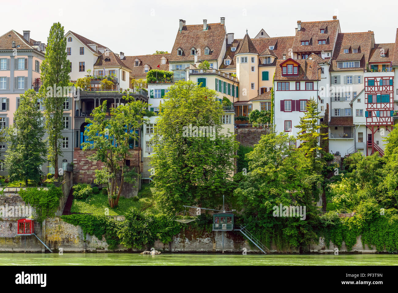 Historic houses along Rhine river in Basel, BaselStadt, Switzerland