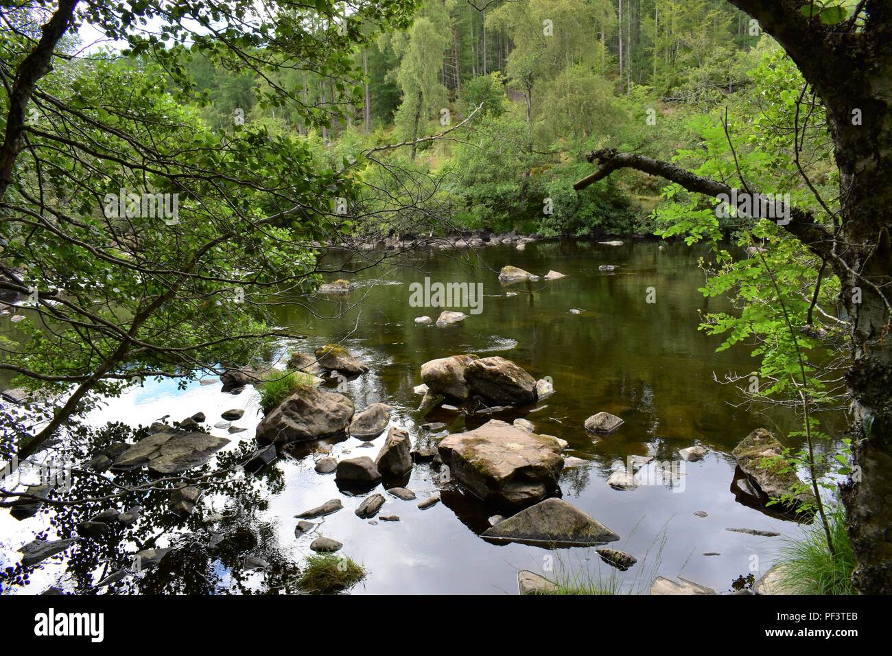 River at Rogie Falls, A835, Strathpeffer, Scotland Stock Photo