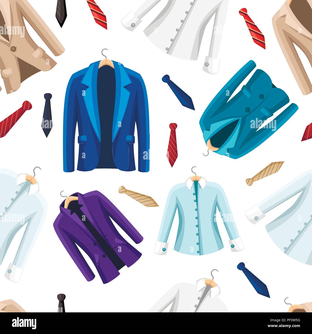 Seamless pattern. Formal colored suits for men. Colorful jacket and ...