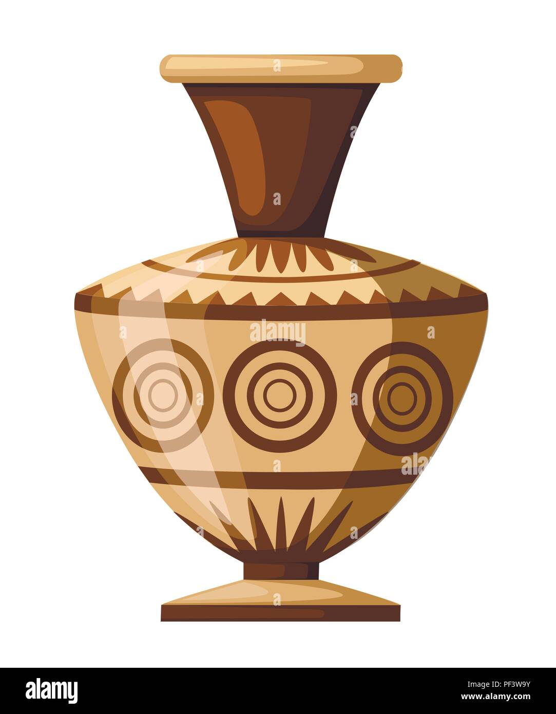 Ancient vase illustration. Greek or roman culture. Brown color and