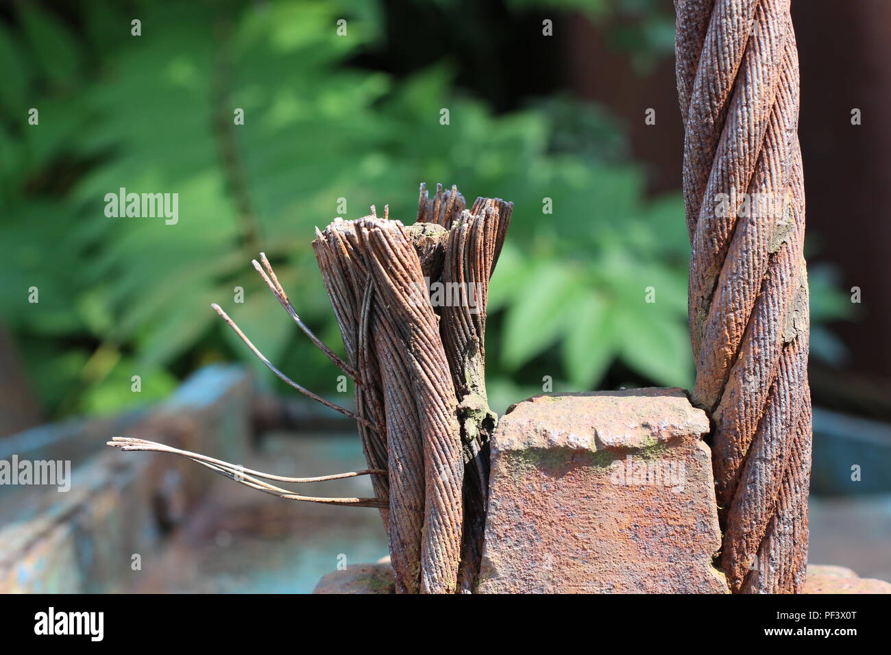 cracked steel rope Stock Photo