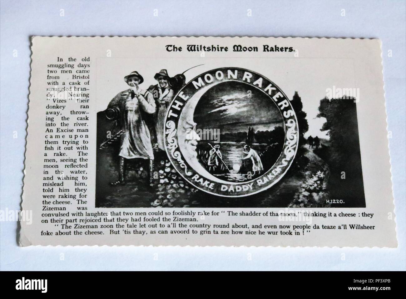 The Wiltshire Moon Rakers - Rake Daddy Rake - black and white postcard Stock Photo