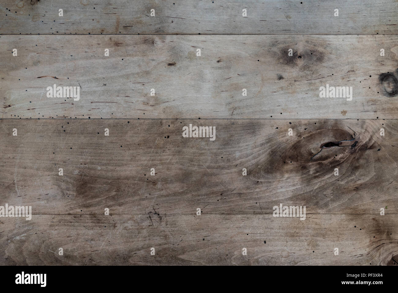 directly above shot of rustic wooden table background Stock Photo