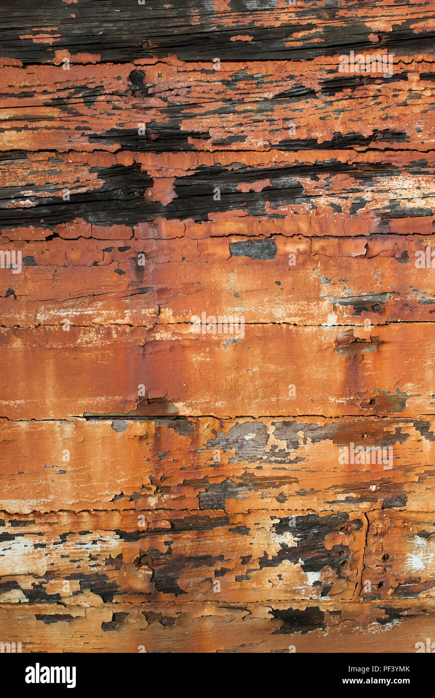 Distressed wood texture with flaking paint Stock Photo