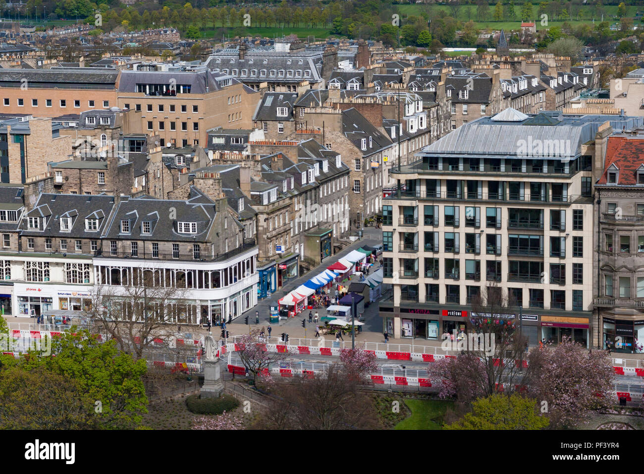 Aerial view across Edinburgh from Edinburgh Castle Stock Photo