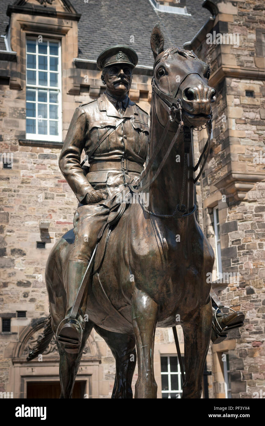 Statue of Earl Haig, Edinburgh Castle, Scotland. Stock Photo