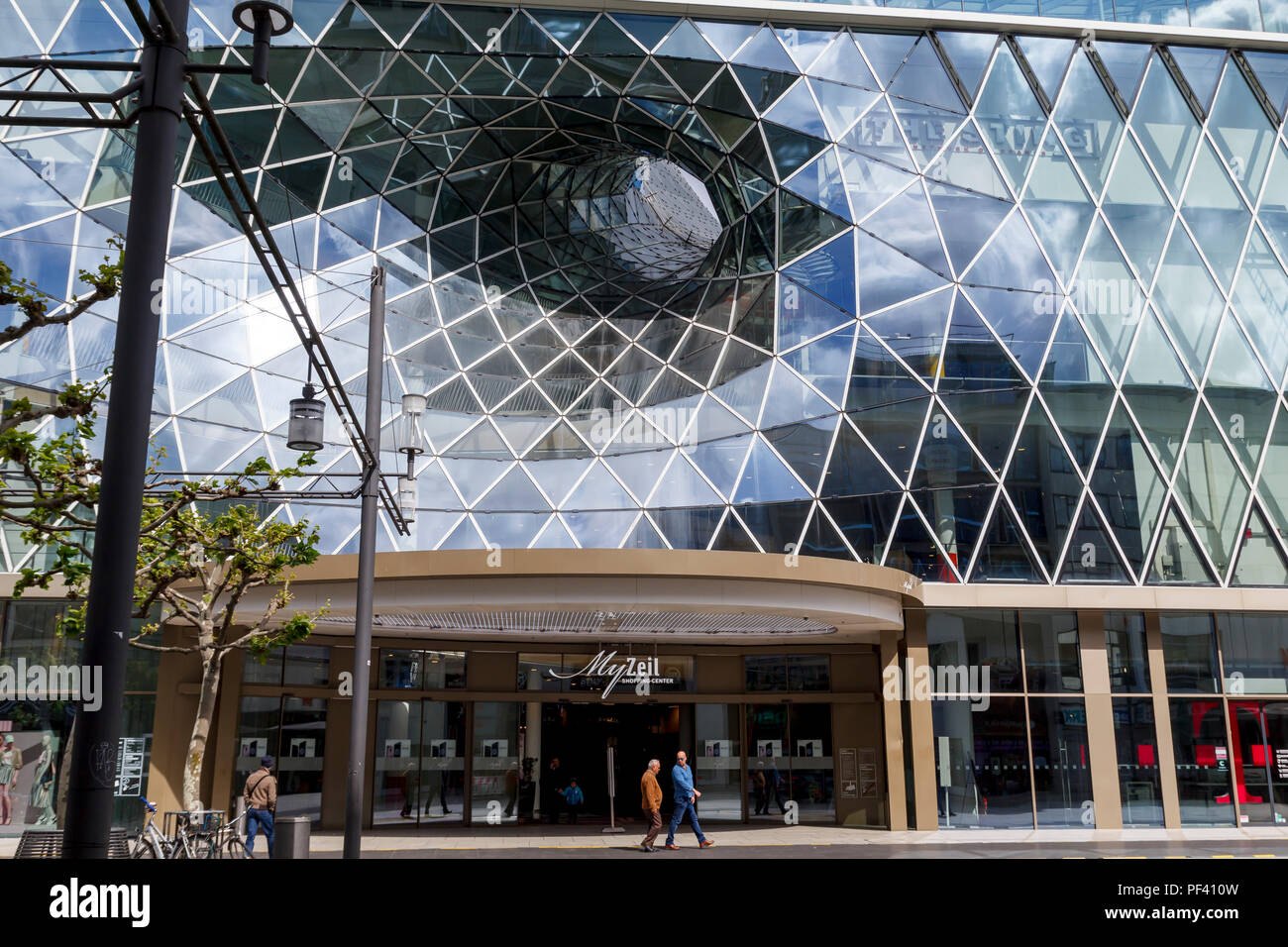 Main entrance gate in MyZeil, a modern shopping mall in the center of Frankfurt, designed by italian architect Massi Stock Photo