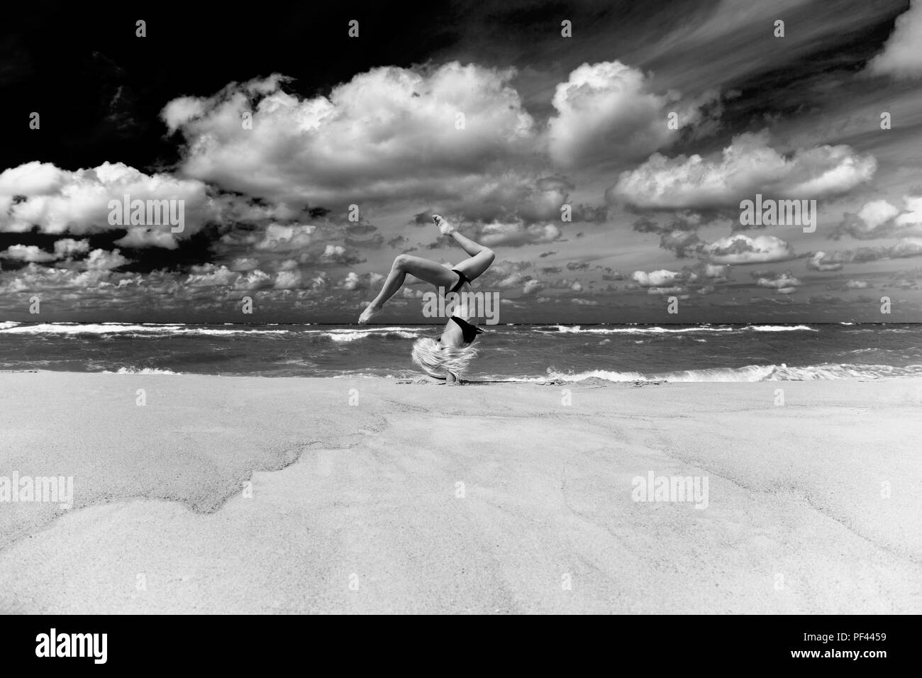 Gymnastics in the ocean Black and White Stock Photos & Images Alamy