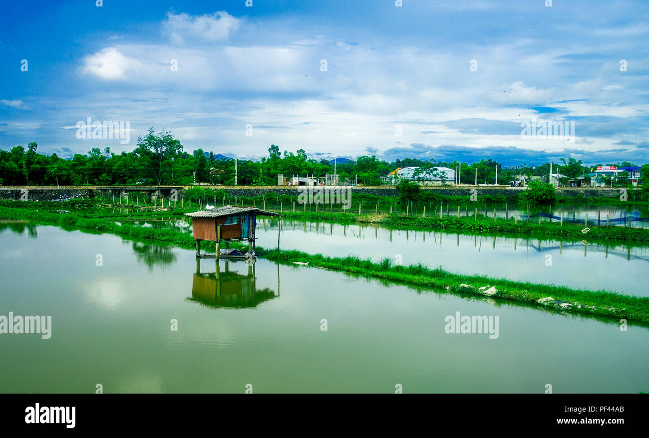 coastal fishing village fish farm Stock Photo Alamy