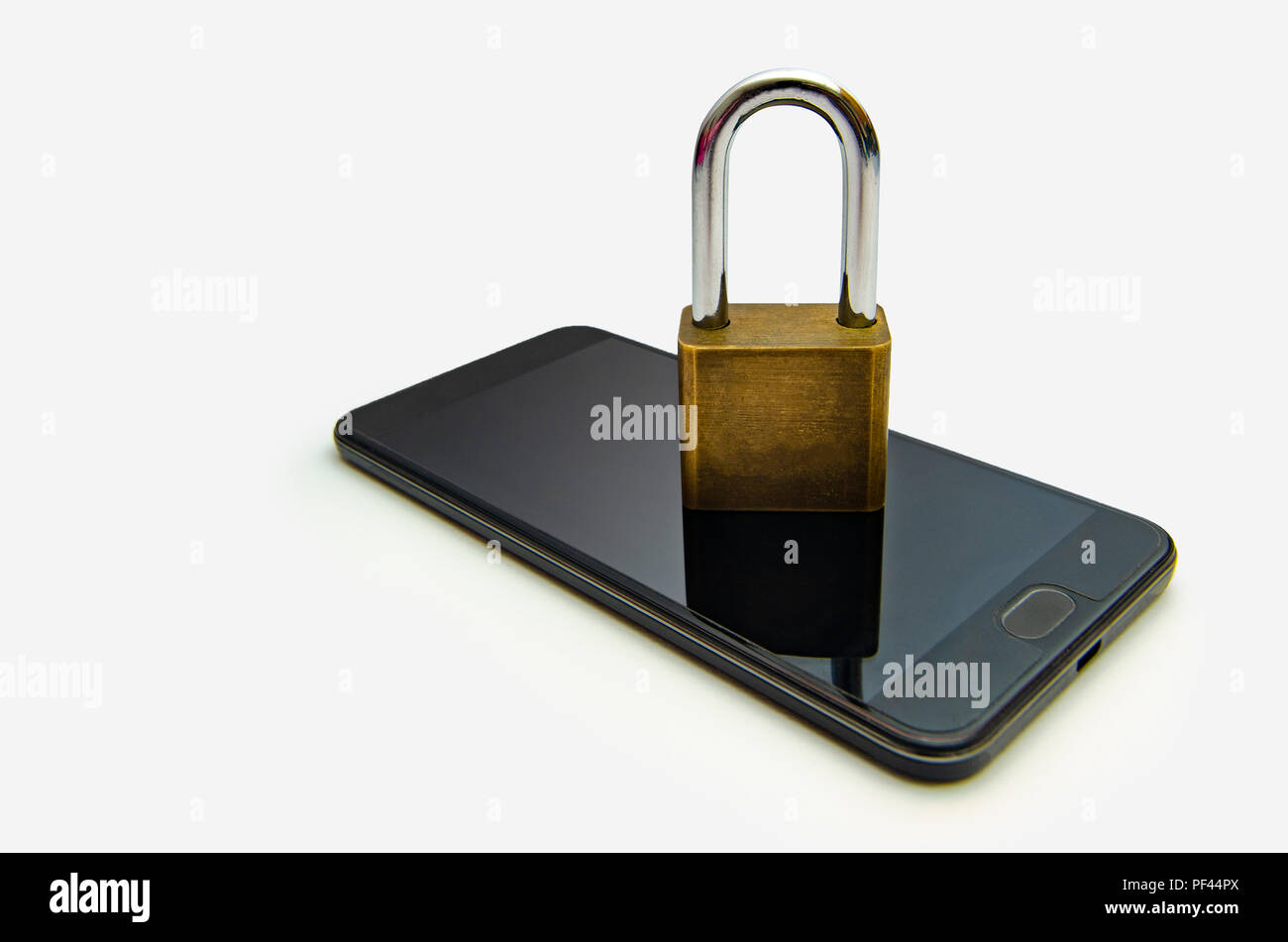 Isolate Unlocked smartphone lock Internet phone hand press the phone to ...