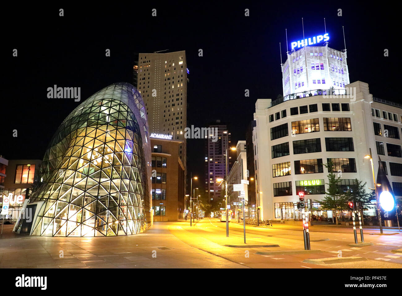 EINDHOVEN, NETHERLANDS - JUNE 5, 2018: Night view of the old Philips  factory building and modern futuristic building in the city centre of  Eindhoven Stock Photo - Alamy