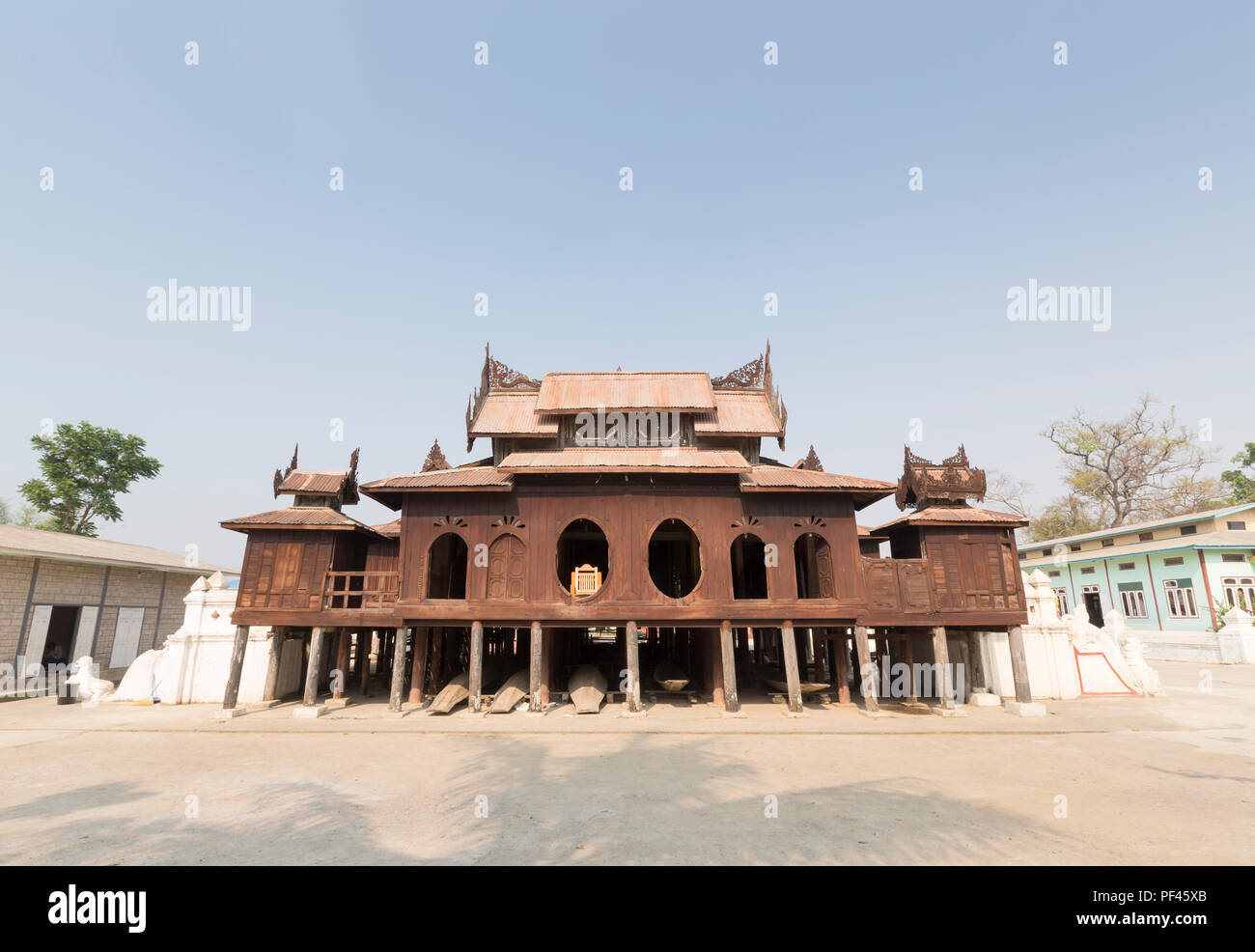 The Shwe Yaunghwe Kyaung pagoda north of Nyaungshwe, Myanmar Stock Photo