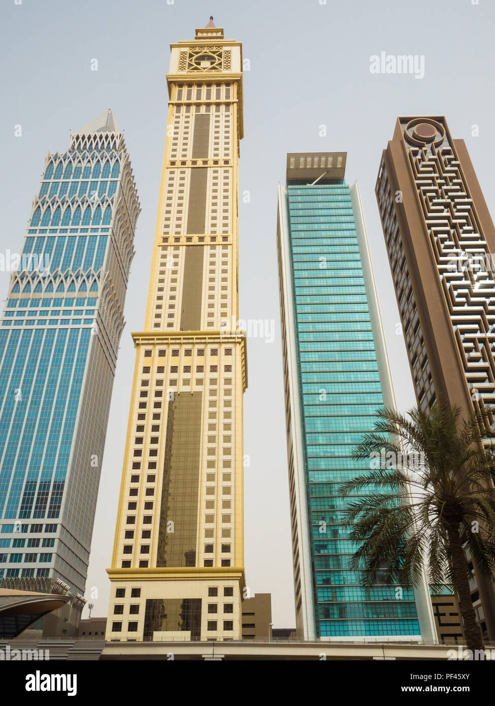 Skyscrapers on Sheikh Zayed Road in Dubai. Stock Photo