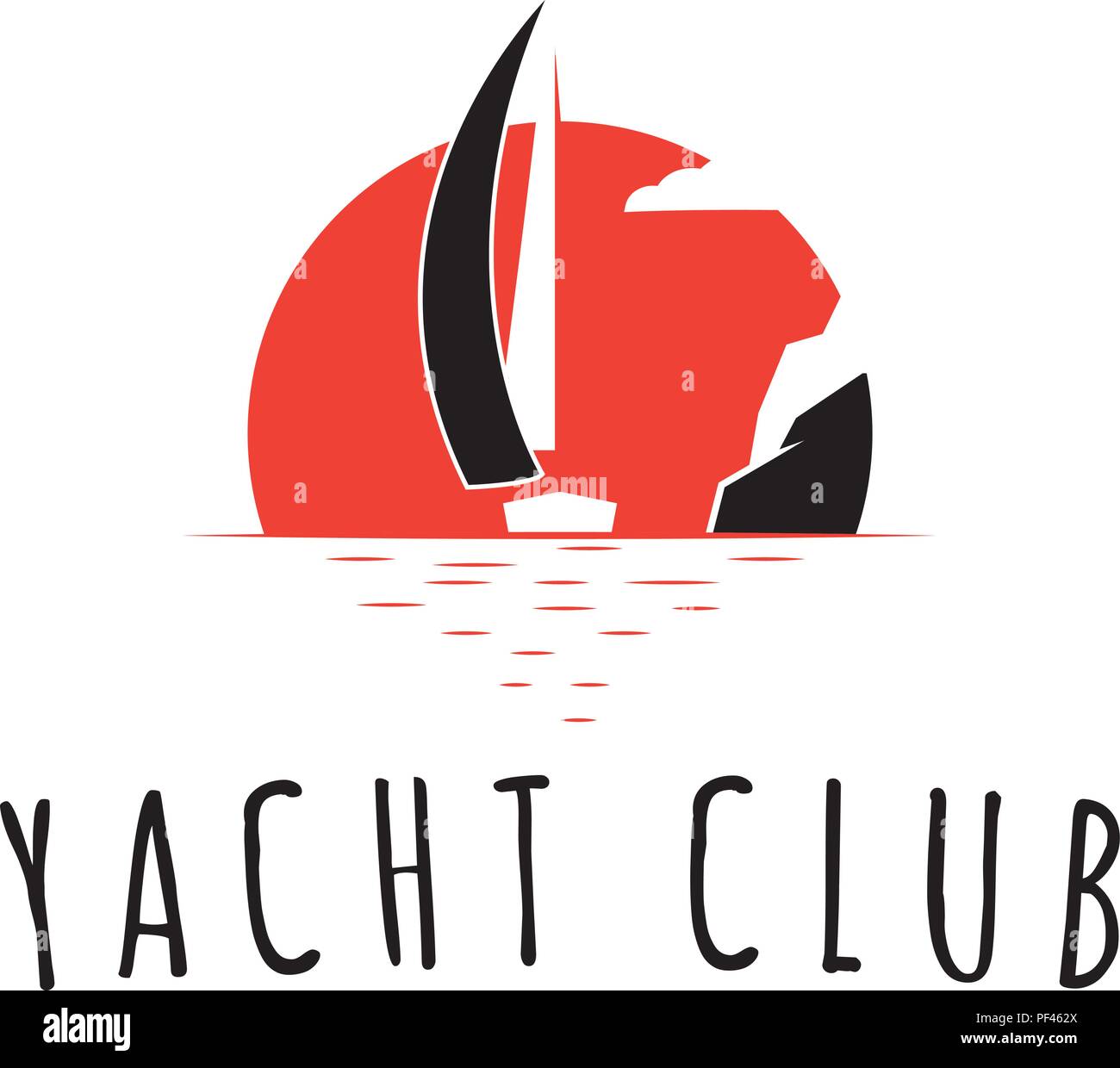Yacht Club Red Black vector logo image white background Stock Vector