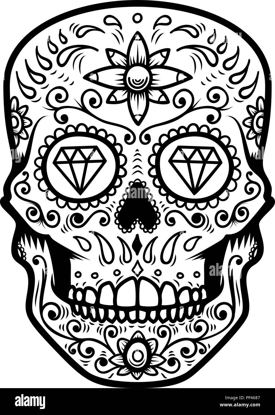 Ongebruikt Illustration of mexican sugar skull. Day of the dead. Dia de los AD-72