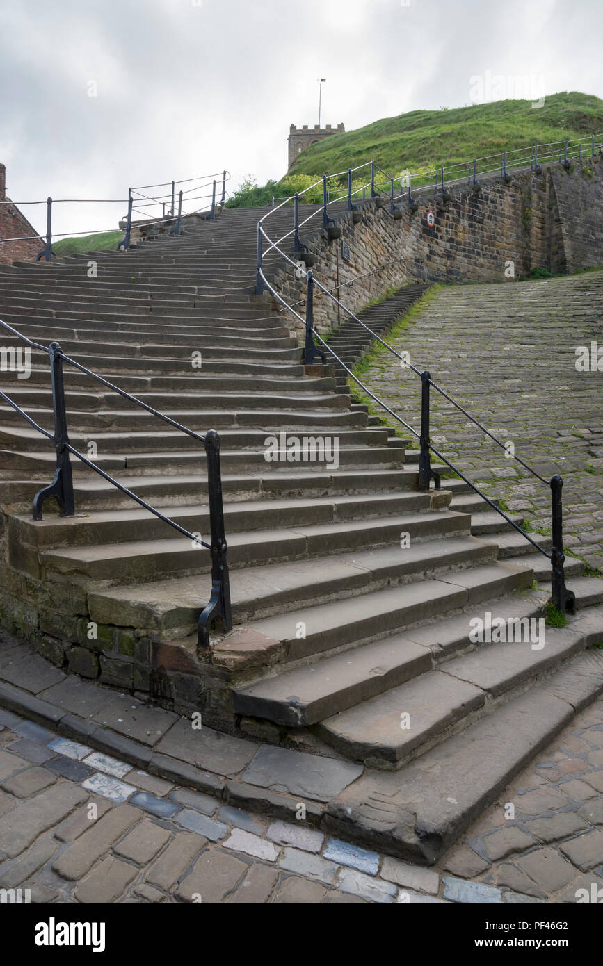 The famous 199 steps at Whitby on the coast of North Yorkshire, England ...
