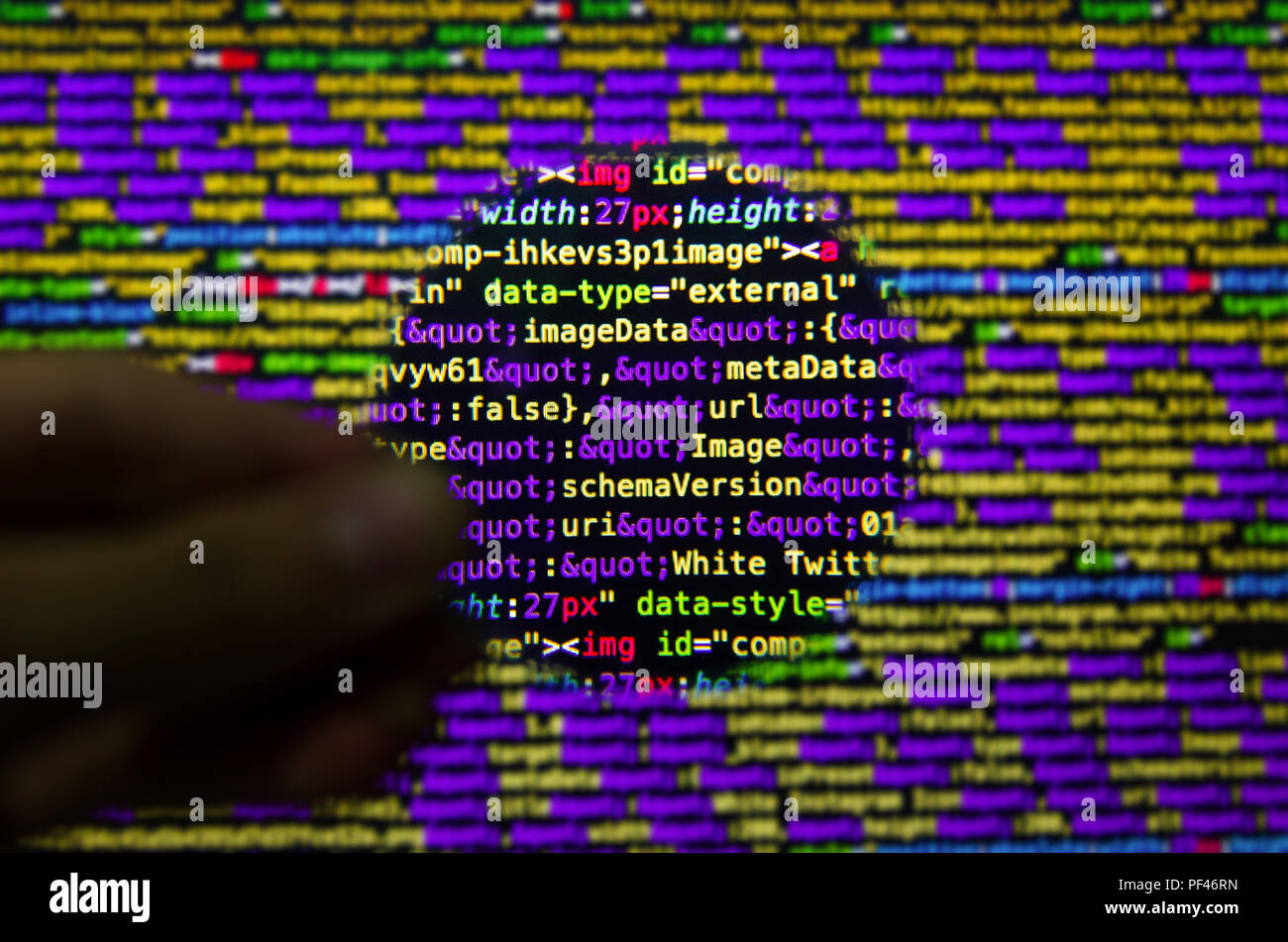 Desktop source code and Wallpaper by Computer language with coding and  programming. Stock Photo