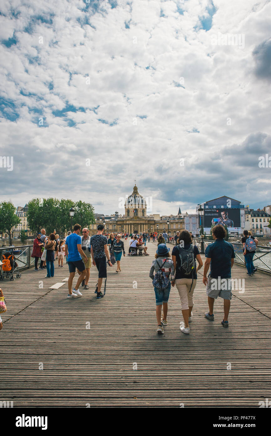 People passing throgh over the Seine River by walking Stock Photo