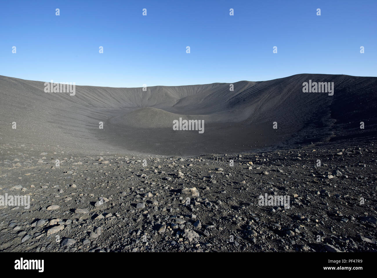 Hverfjall volcanic crater near lake Myvatn in Iceland, one of the largest volcanic craters in the world with diameter of almost 800m at the top Stock Photo