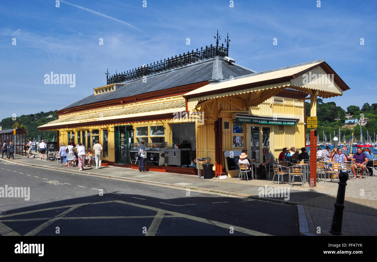 Old station building restaurant, Dartmouth, South Devon, England, UK Stock Photo