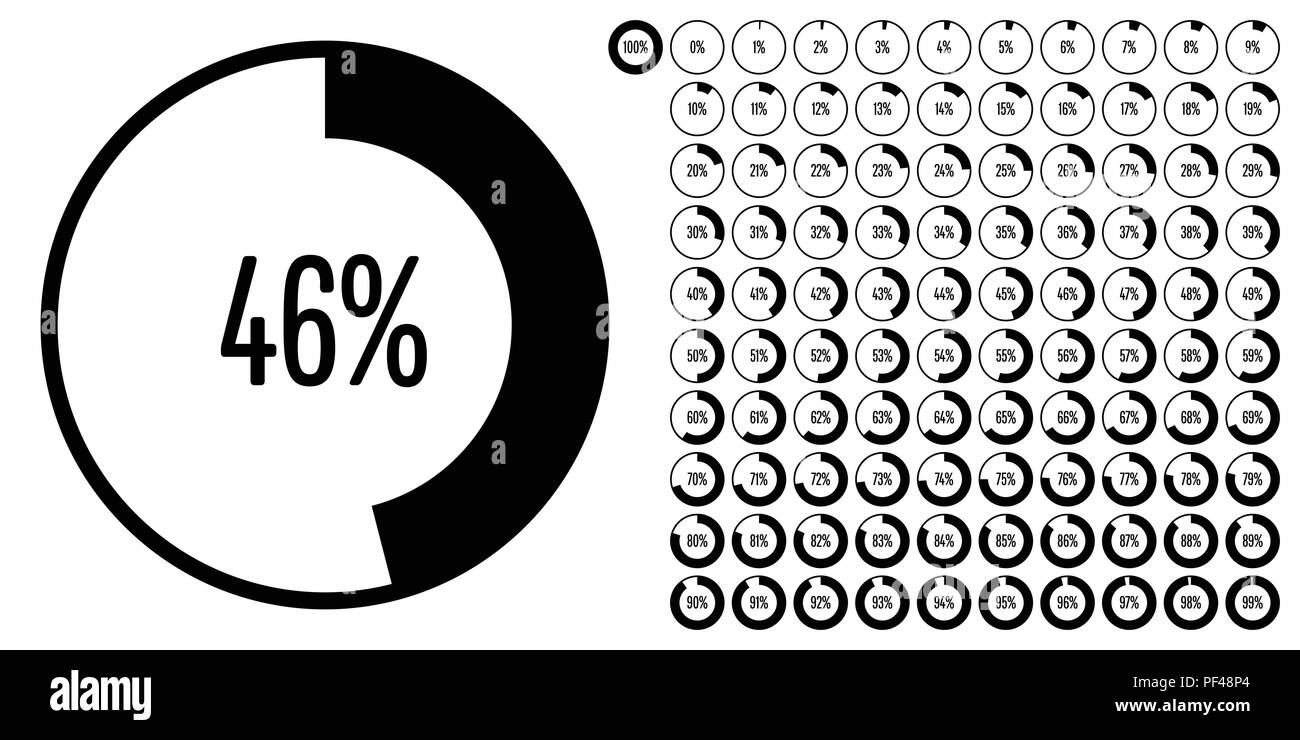 Set of circle percentage diagrams from 0 to 100 ready-to-use for web ...