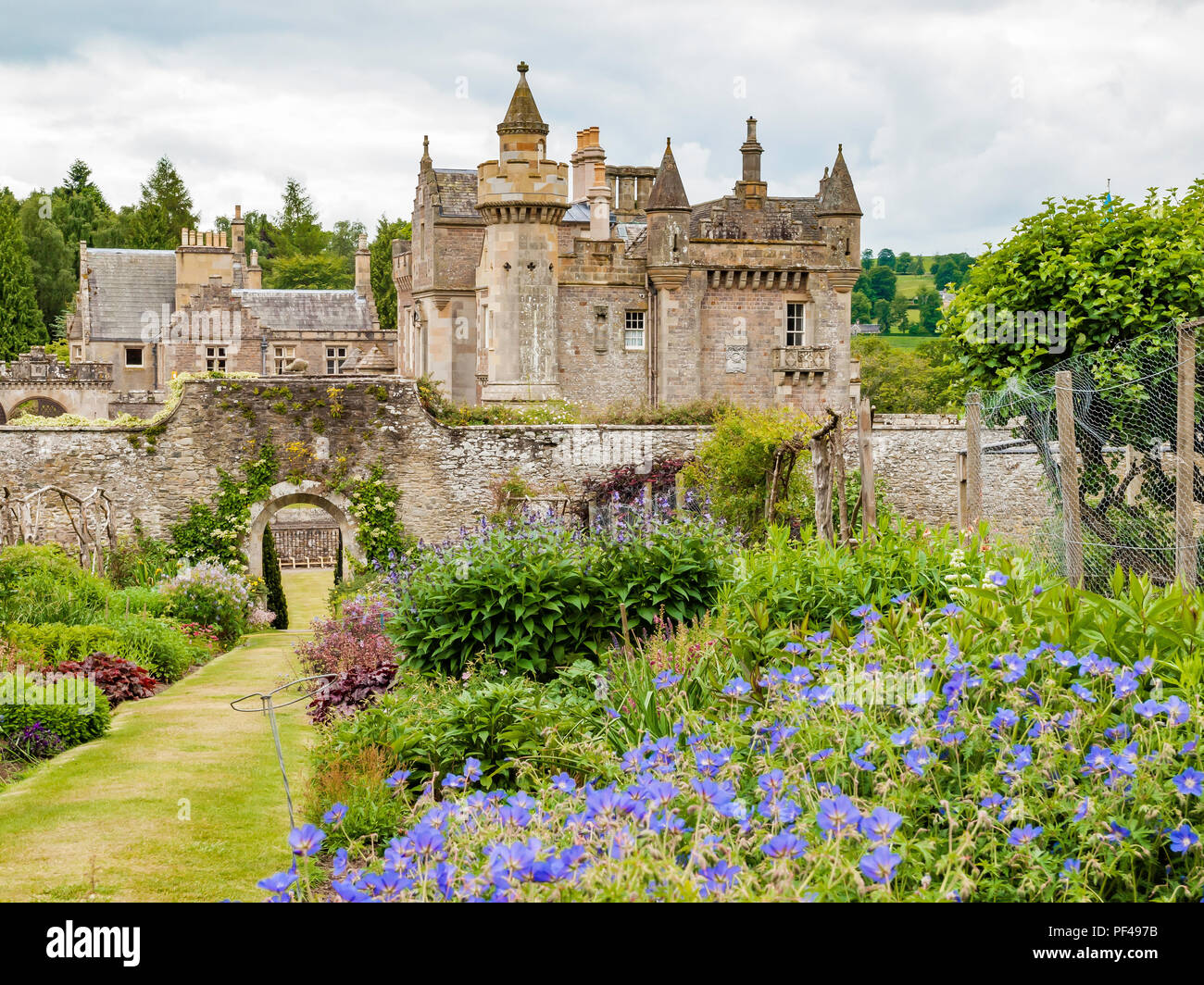 Sir Walter Scott's home Abbotsford Melrose Scotland seen from the walled garden Stock Photo