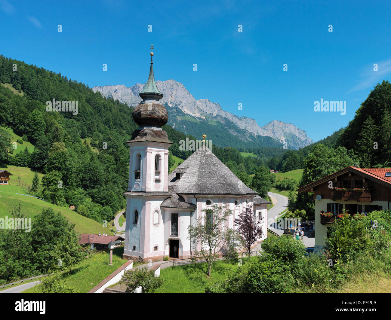 Wallfahrtskirche Maria Gern, Berchtesgaden, Berchtesgadener Land, Oberbayern, Bayern, Deutschland | pilgrimage church Maria Gern, Bavaria, Gemany Stock Photo