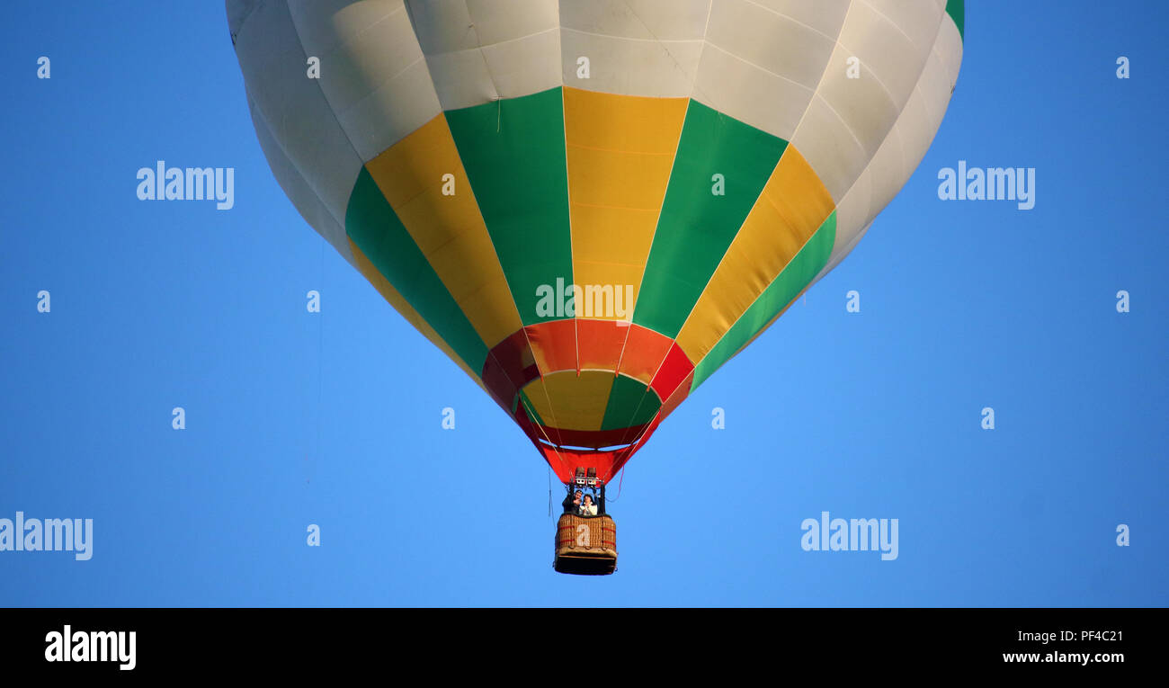 Hot air balloon gondola with the crew photo Stock Photo