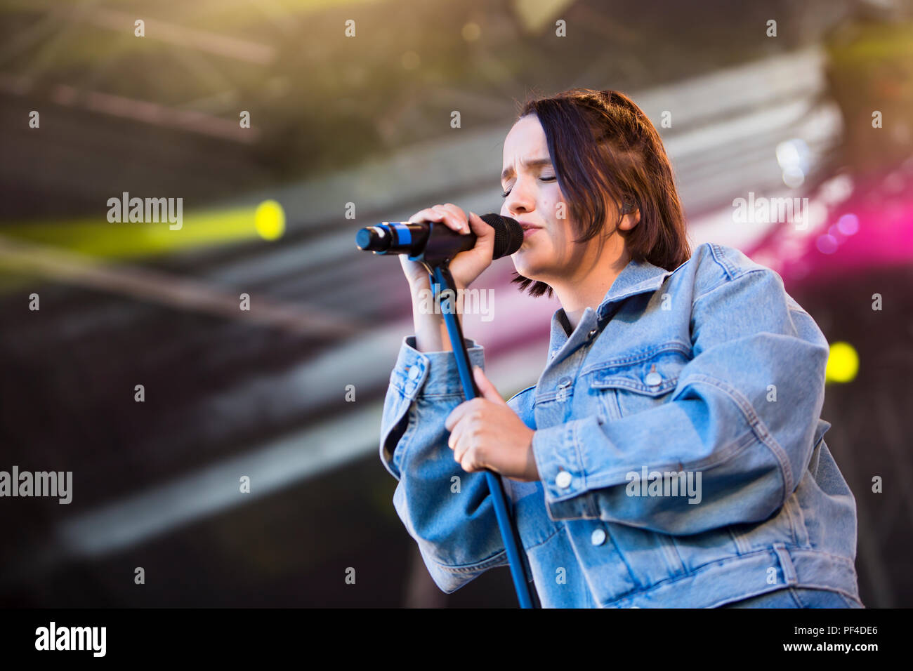 Norway, Uskedal - June 30, 2018. The Norwegian pop singer and songwriter  Fanny Andersen performs a live concert during the Norwegian music festival  Festidalen 2018. (Photo credit: Gonzales Photo - Jarle H. Moe Stock Photo -  Alamy