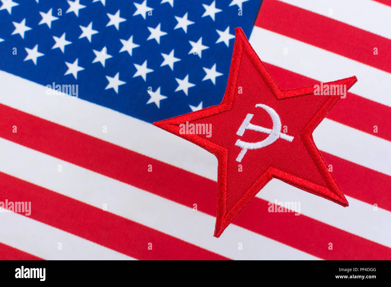 Red Star Hammer and Sickle badge with US / American Stars and ...