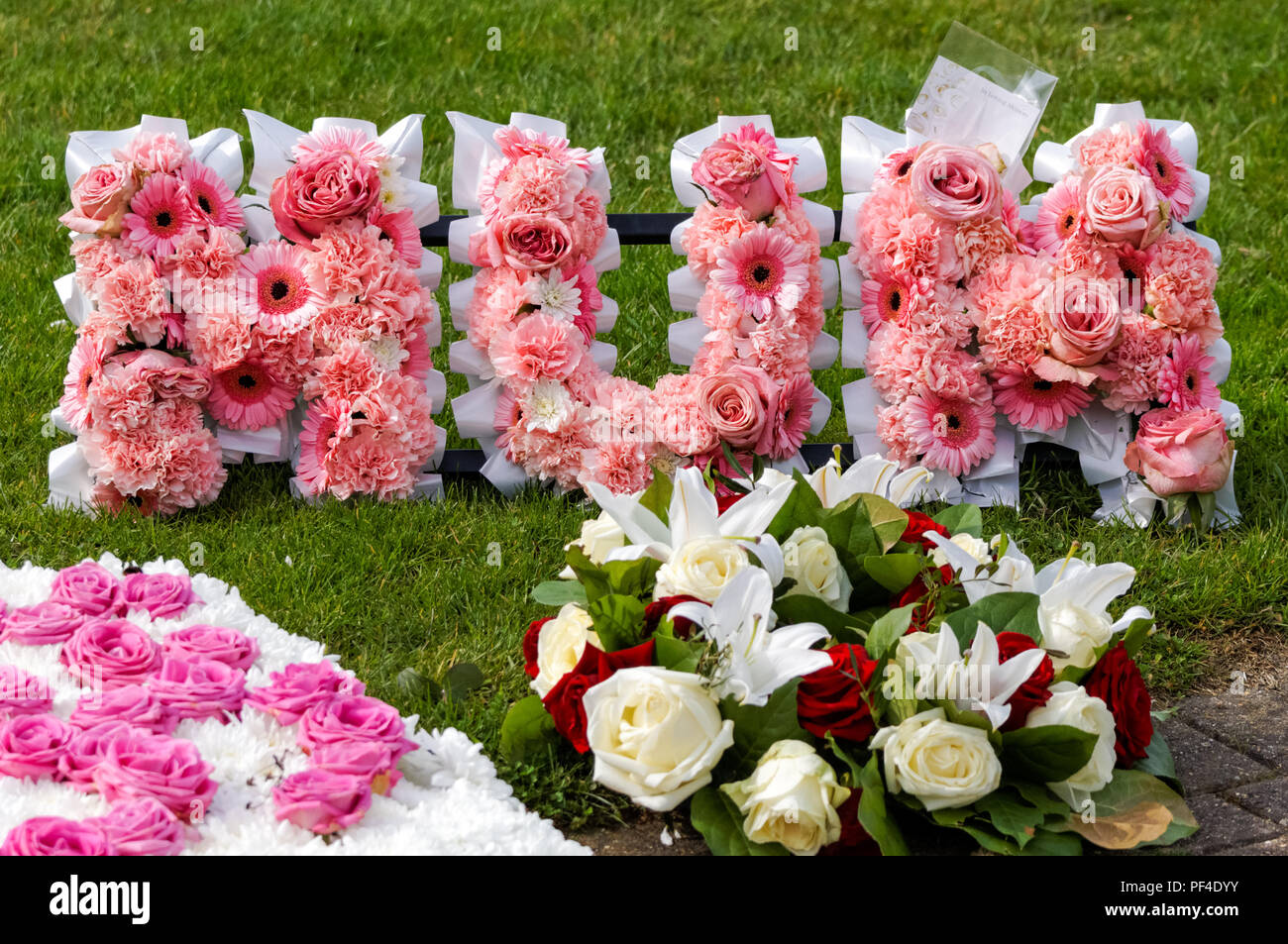 Mum wreath floral tribute London, UK Stock Photo