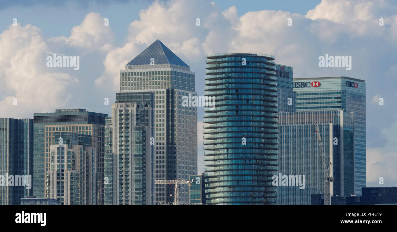 Skyscrapers and residential buildings in Canary Wharf, London United ...