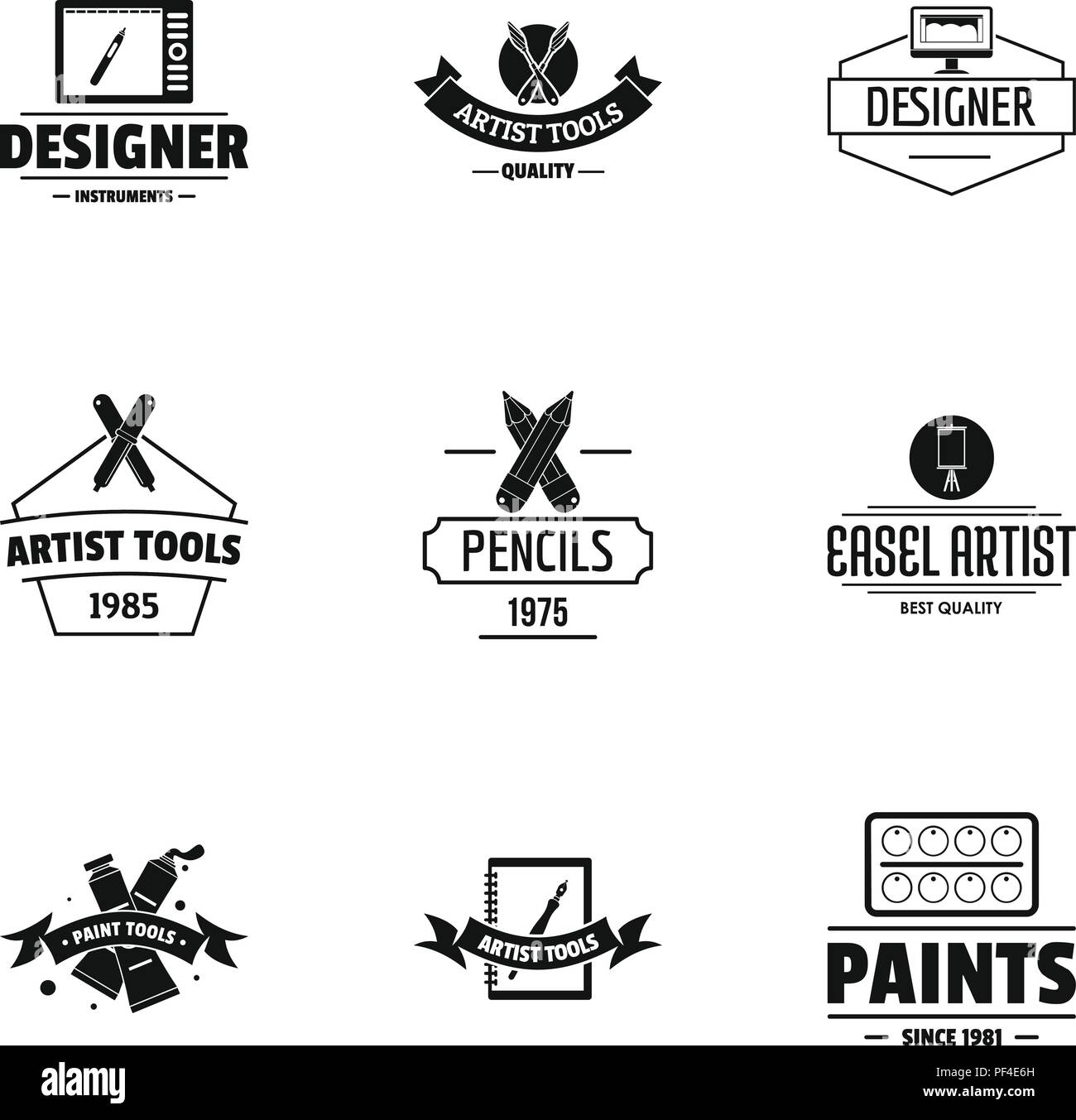 Artist tool logo set, simple style Stock Vector Image & Art Alamy