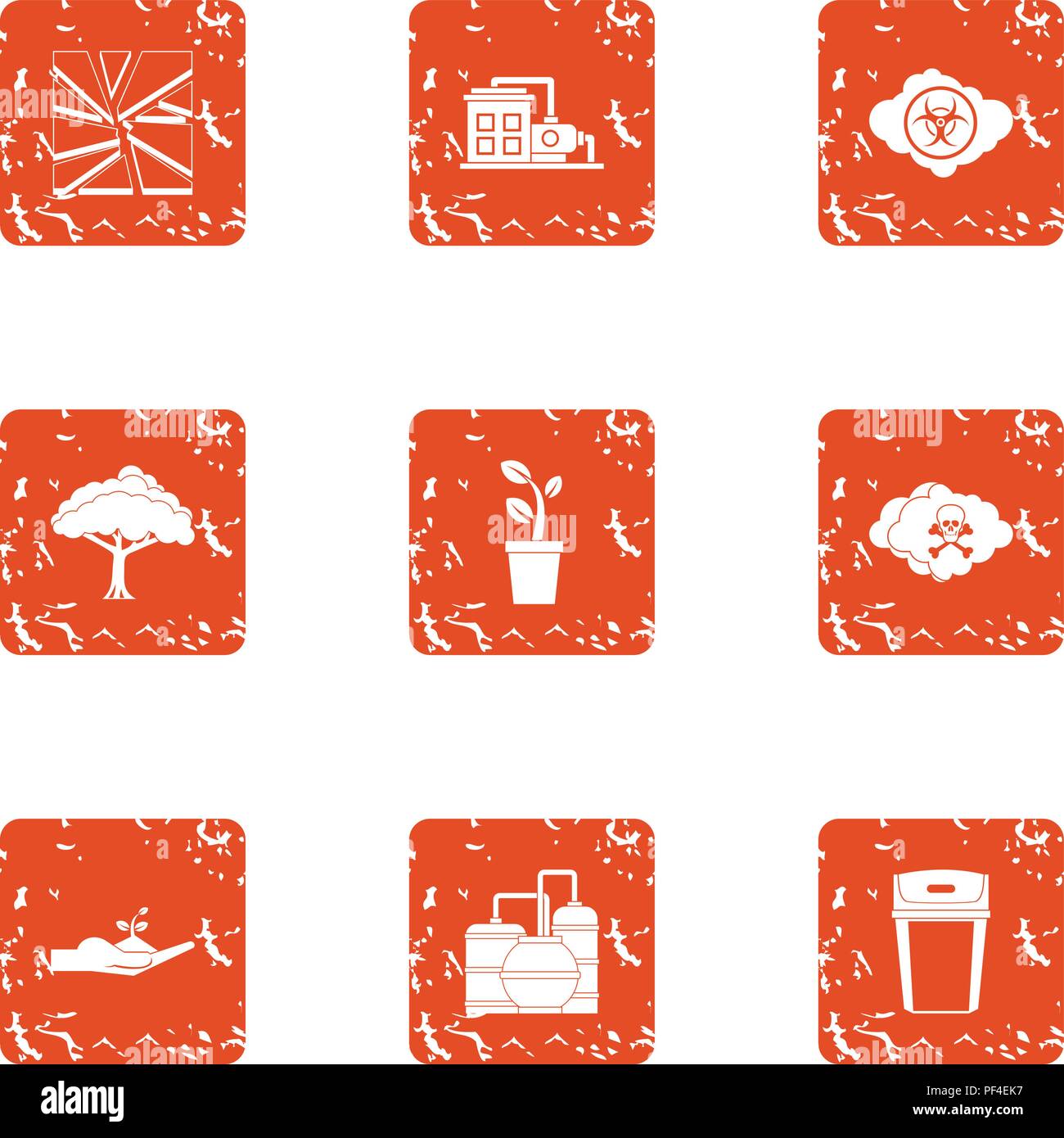 Fabrication icons set, grunge style Stock Vector