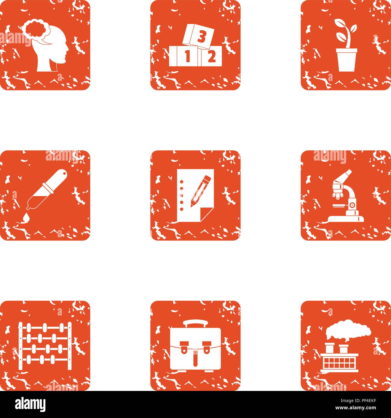 Child mind icons set, grunge style Stock Vector