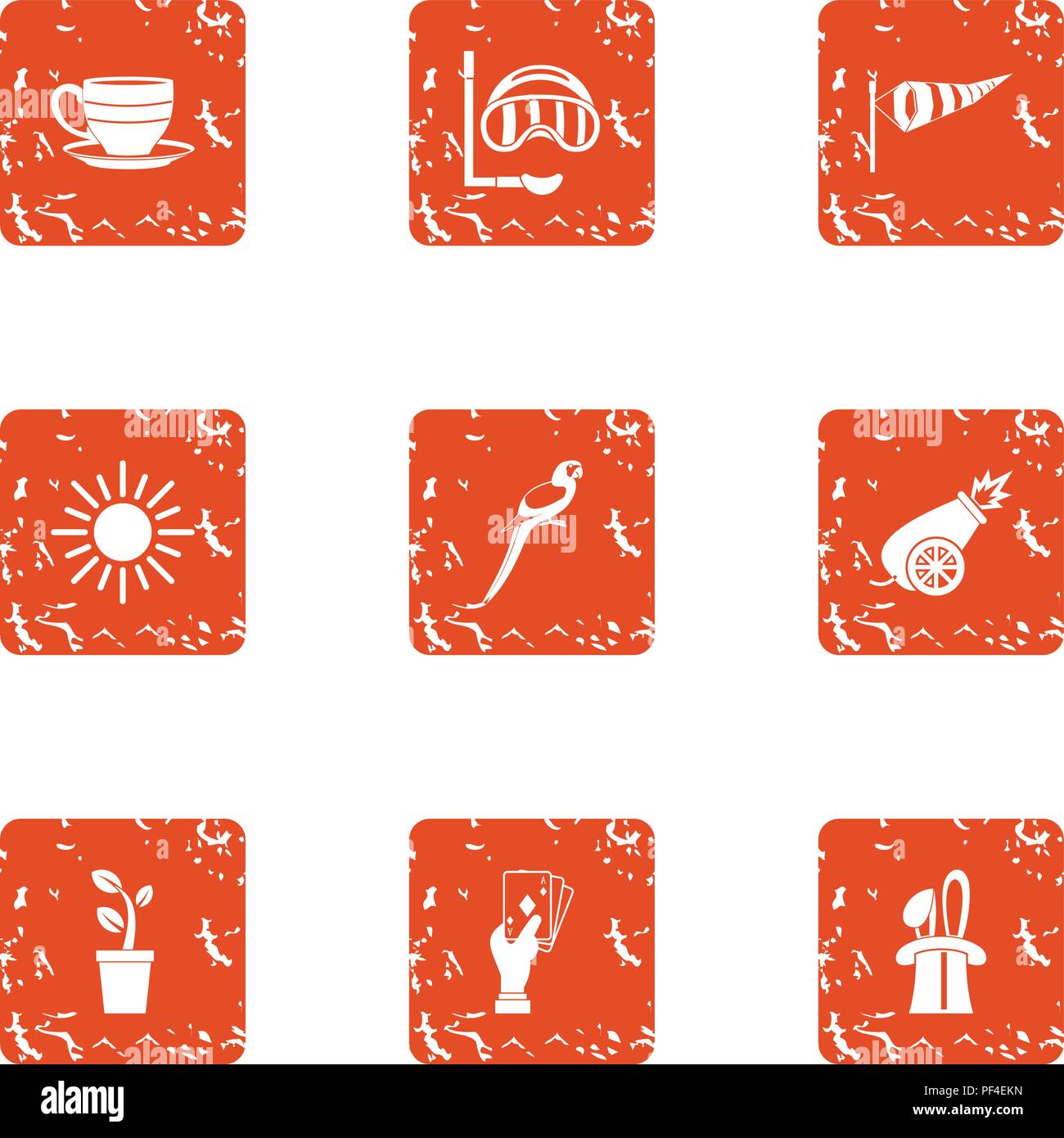 Witchcraft icons set, grunge style Stock Vector