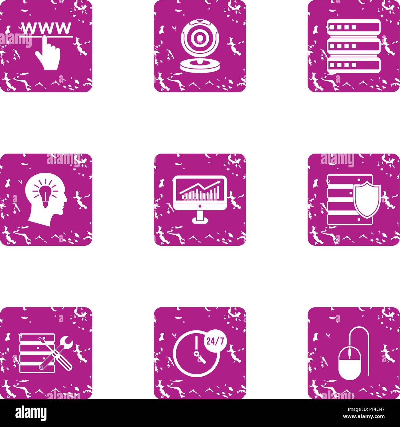 Dialog icons set, grunge style Stock Vector