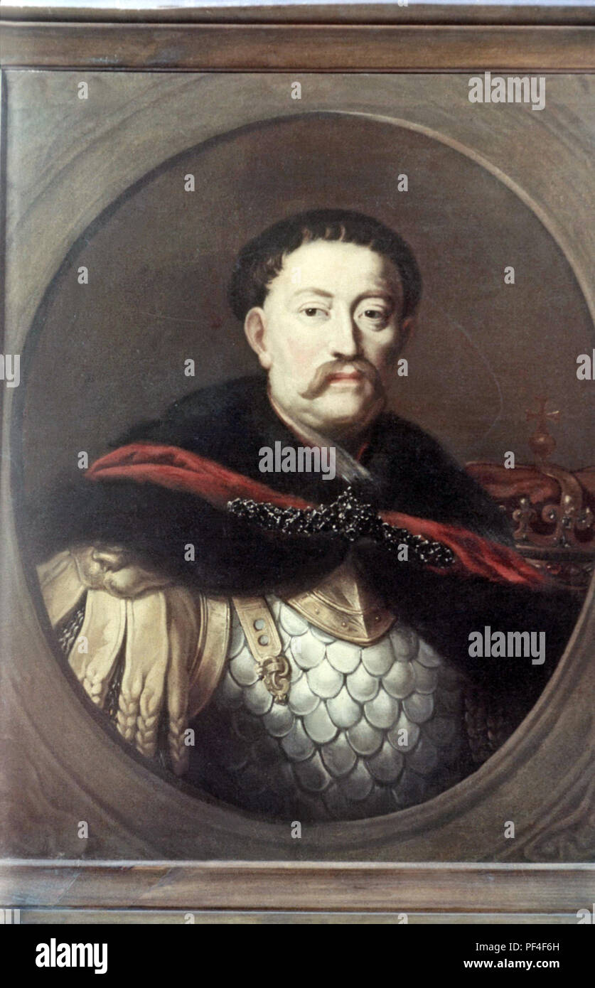 Oil portrait of Jan III Sobieski,Wawel Castle Museum,Krakow,Poland Stock Photo