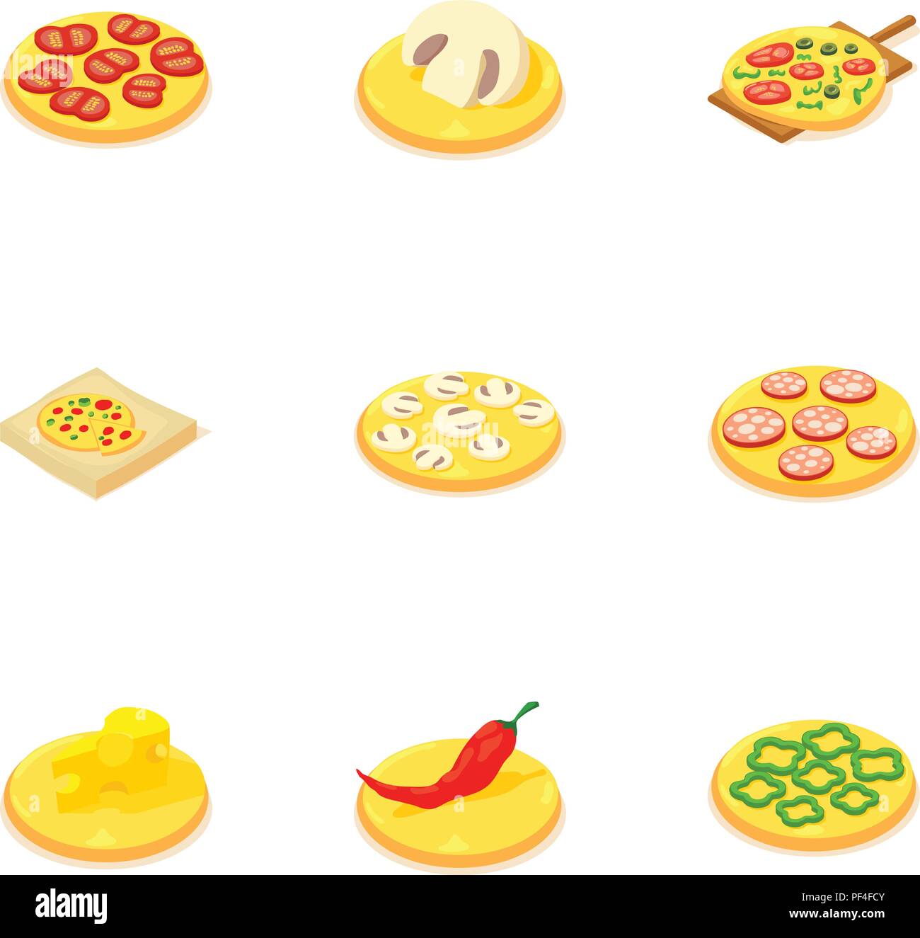 Pizza perfect icons set, isometric style Stock Vector Image & Art - Alamy