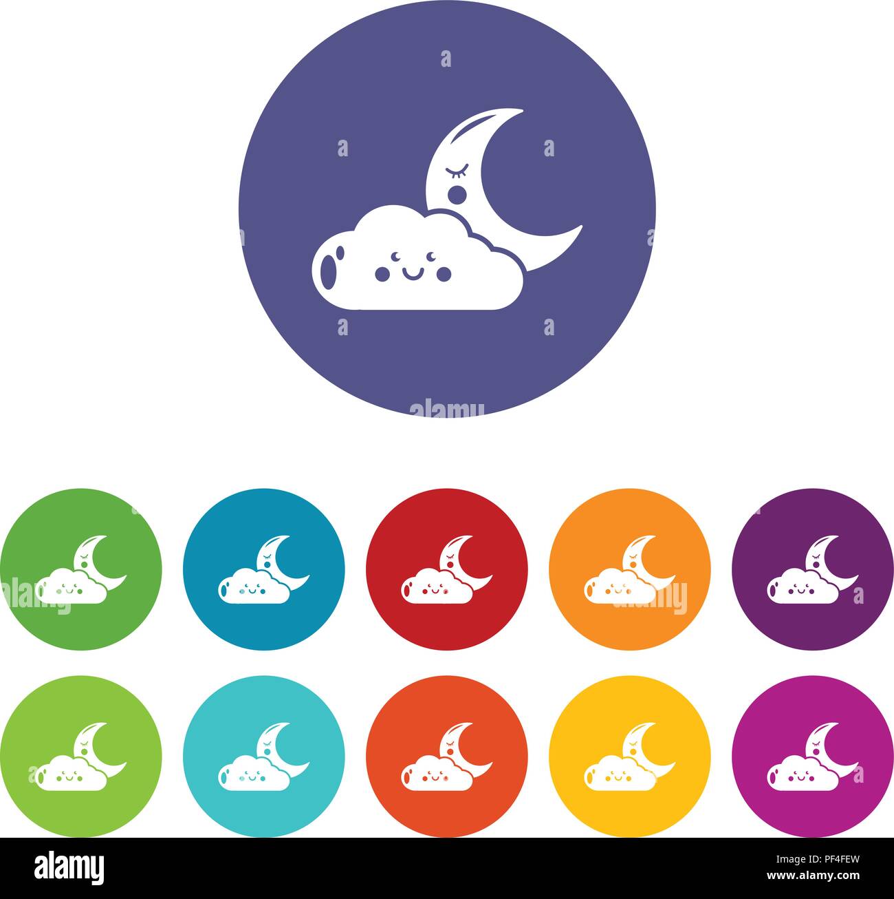 Moon and cloud icons set vector color Stock Vector Image & Art - Alamy