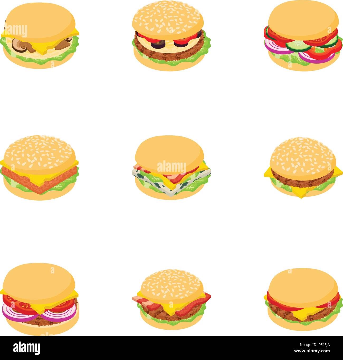 Club sandwich icons set, cartoon style Stock Vector